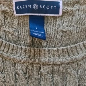 Vintage Sage Green Ribbed Knit V-Neck Sweater L Girly Fitted Chic Cotton unworn